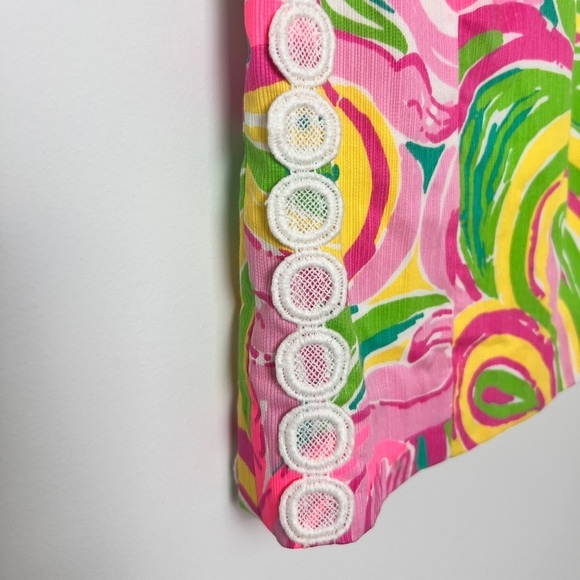 Lily Pulitzer Pink Print All Nighter Sleeveless Lace Trim Mila Shift Dress Sz 00 - Picture 9 of 13